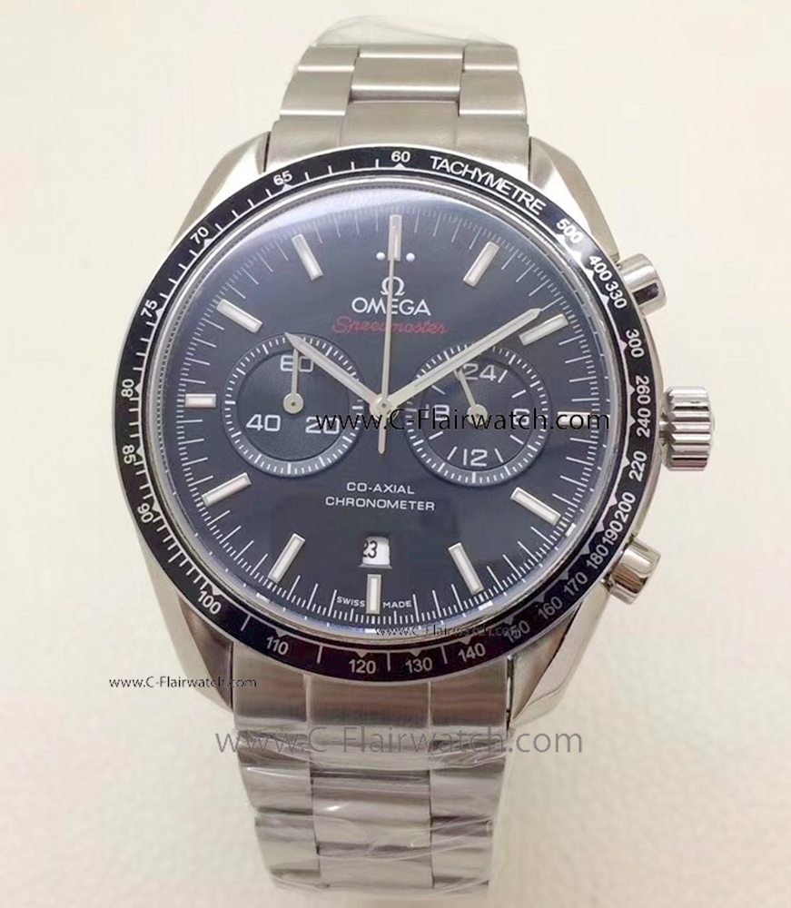 Stainless Steel Black Dial Speedmaster Omega Clone Watch